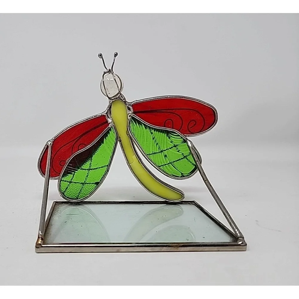 Pier 1 Imports Dragonfly Candle Holder Stained‎ Glass Votive or Tea Light